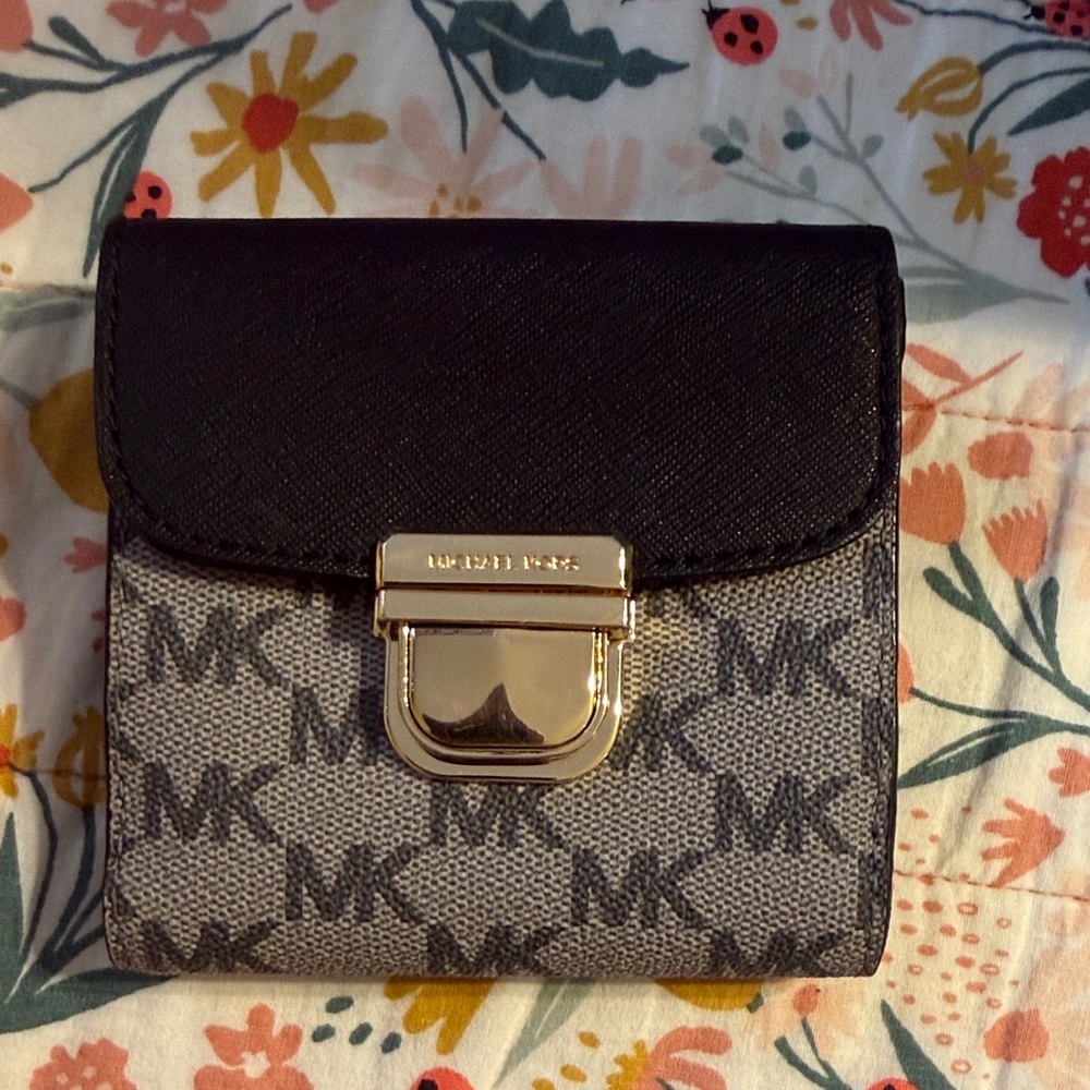Michael Kors Black and Gray Monogram Wallet
